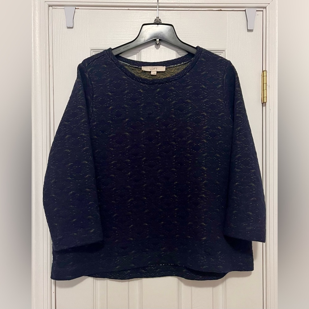 Embroidered 3/4 Sleeve Thick Cotton Top
